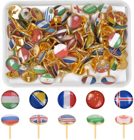 200 Pcs Country Flag Push Pins